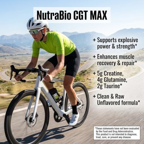 NutraBio CGT-MAX Powder- Creatine, Glutamine and Taurine to Support Muscle Recovery and Strength - 40 Servings - Unflavored - Image 6
