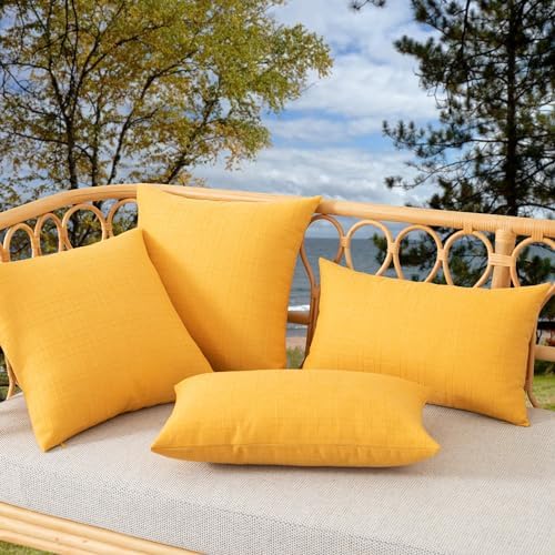Kevin Textile Outdoor Waterproof 26”x26” Pillow Covers 2 Pack, Dark Yellow - Image 4