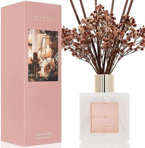 Cocorrína Reed Diffuser Sets- Satin Rose Scented Diffuser with Sticks Home Fragrance Reed Diffuser for Bathroom Shelf Decor by COCORR%C3%8DNA