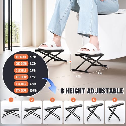 Foldable Toilet Stool - Portable Travel Poop Stool for Toilet, 5" and 10" Adjustable Heights, Heavier & More Stable, Improve Bathroom Posture and Comfort - Image 3