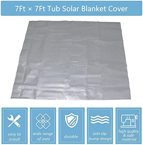 Hot Tub Bubble Blanket - 7 x 7 FT 16-Mil Square Pool Spa Solar Cover | Heavy Duty Floating Heat Retaining Thermal Blanket for Insulating Solar Heating （Gray - Image 5