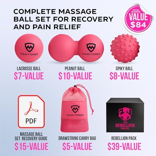 Hard Massage Ball Set - Lacrosse, Peanut, Spiky Ball (Medium Firm) with Carry Bag & eBook Guides - for Trigger Point, Muscle Physical Therapy, Myofascial Release, Deep Tissue Pressure - Image 2