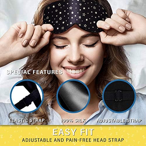 Silk Sleep Eye Mask for Men Women, Comfortable Super Soft Eye Mask with Adjustable Strap, 100% Pure Silk, Works with Every Nap Position, Ultimate Sleeping Aid Blindfold, Blocks Light, Jersey Slumber - Image 5