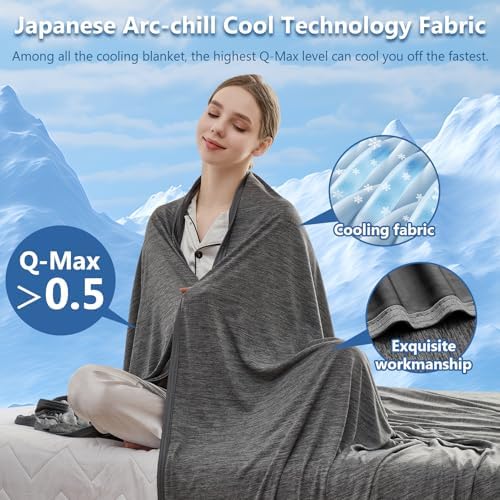 CHOSHOME Cooling Blanket for Hot Sleepers - Summer Blanket Thin Soft Lightweight Breathable Double Side Enhanced Cooling for Hot Flashes, Night Sweats, Bed, Couch (Black, 84 x 90 inches) - Image 2