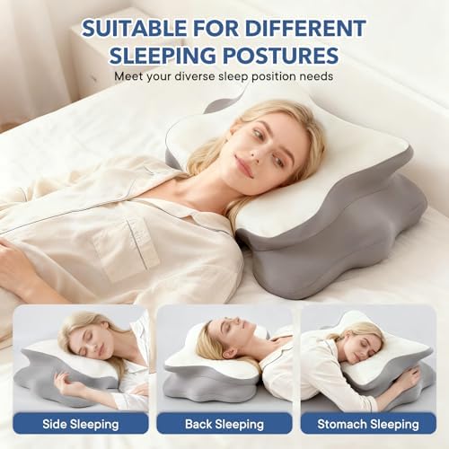 Cervical Pillow for Neck and Shoulder,Contour Memory Foam Pillow,Ergonomic Neck Support Pillow for Side Stomach Back Sleepers with Skin-Friendly Pillowcase (White) - Image 4