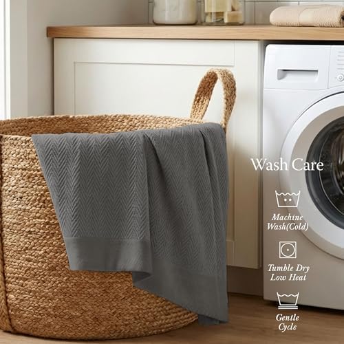 Threadmill Luxury 100% Cotton King Herringbone Blanket, Dark Grey - Image 5