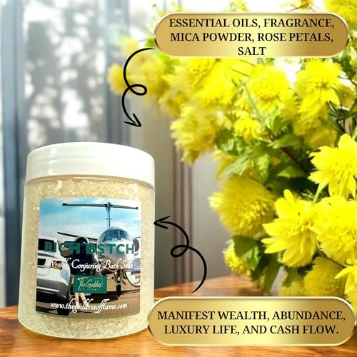 Rich B$tch Bath Salts – Dead Sea Salt Bath Soak for Confidence, Abundance, Self Care & Ritual Use 12oz - Image 2