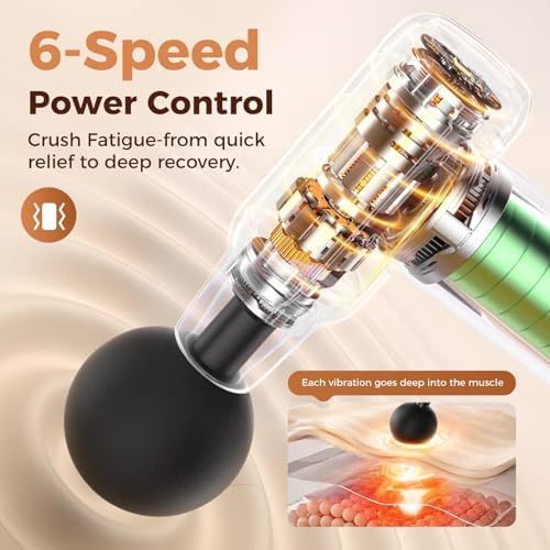 Beyn Hot and Cold Massager Gun with Detachable Extended Handle, 6 Massage Heads & LCD Display - Deep Tissue Massager for Neck Back Body Muscle Pain Relief - Image 4