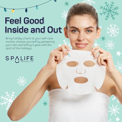 SpaLife Beauty Stocking Stuffers Christmas Face Mask Bundle | Korean Facial Masks | Hydrating, Smoothing, Refreshing and Clarifying Sheet Mask Set | Christmas Stocking Stuffers for Women | 12 Pack - Image 3