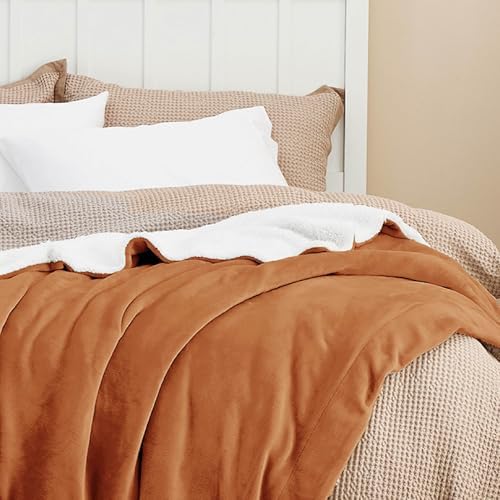 Bedsure GentleSoft Sherpa Fleece Throw Blanket for Couch, Non-Heated, Thick and Warm Throw for Women and Men, Soft Fuzzy Plush Blanket for Fall, Burnt Orange, 50x60 Inches - Image 4