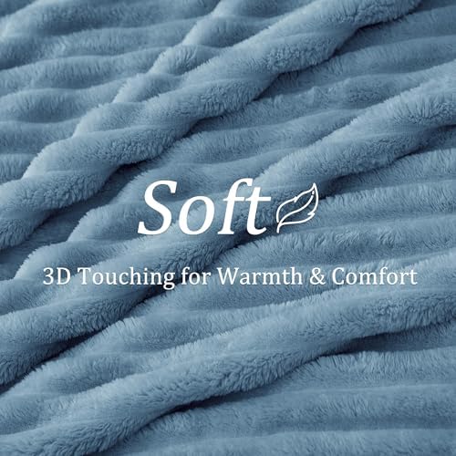 BEDELITE Ribbed Twin Blanket for Couch & Bed,Light Blue, 60"x80" - Image 4
