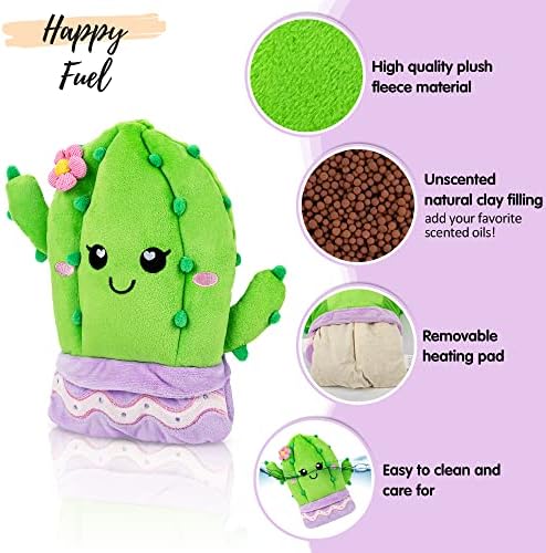 Cactus Microwavable Unscented Heating Pad for Women and Kids- Cute Soft Cozy Pillow Plush Heatable Warm Stuffed Animals - Kawaii Hot and Cold Plushie Food Toy - Cactus Gifts for Girls and Boys - Image 3