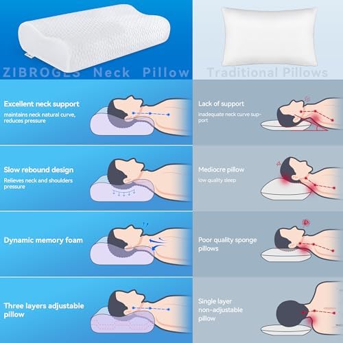 Cervical Neck Pillow King Size - Cooling Adjustable Sandwich Dynamic Memory Foam Pillows for Sleeping, Contour Pillow Ergonomic Orthopedic for Side, Back & Stomach Sleepers Soft, White - Image 6
