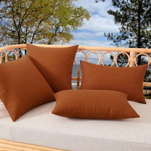 Kevin Textile Outdoor Waterproof 18”x18” Pillow Covers 2 Pack, Burnt Orange - Image 7