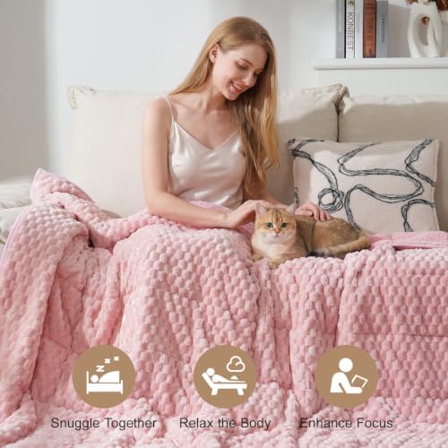 Cottonblue Pink Weighted Blanket for Adult Twin Size 15 lbs 48"x72" Soft - Image 2