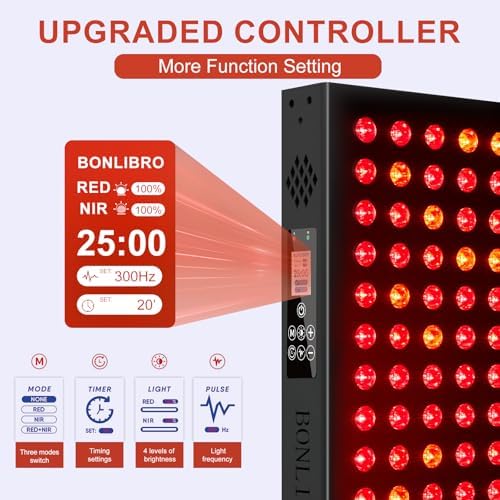 Red Light Therapy for Face and Body, Infrared Light Therapy with Timer & Remote Control, Quad Wave 660nm 850nm 630nm 940nm Near Infrared Light Therapy Panel Portable Dual Chip LED Device for Body - Image 4