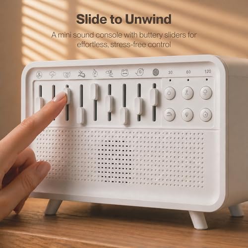 White Noise Machine with 8 Mixable Nature Sounds, Flame Light & Aroma Diffuser – Desktop Sound Machine for Sleep, Office, Yoga & Meditation, with Timer, Bluetooth & USB Power - Image 4