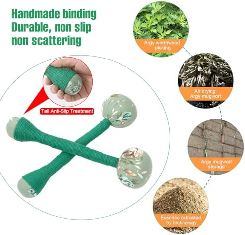 2PCS Long Size Lymphatic Drainage Hammer, Manual Body Massage Hammer, Anti Slip Longer Handheld Herbal Massage Hammer with Two Ends for Back Pain Relief (Light Green) - Image 3