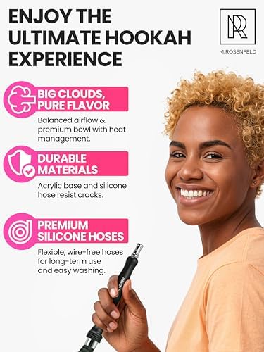 Shisha Hookah Set with Everything – Pink Hookah Kit with LED Base, Easy Setup, and Large Cloud Performance Hookah Machine - Premium Portable Hookah Set for Travel - Image 2