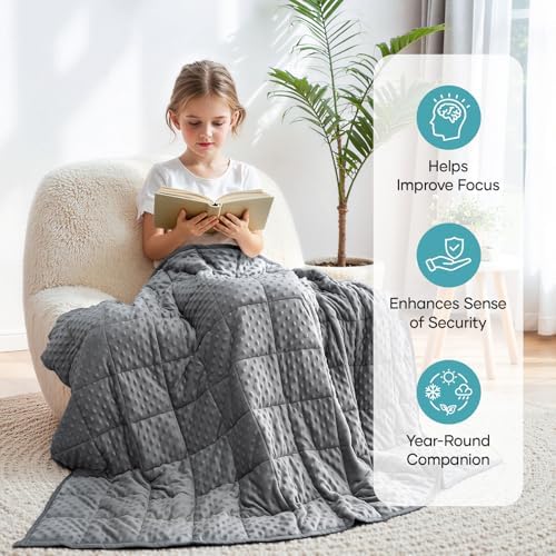 Cottonblue Cooling Weighted Blanket 7lb for Calm and Relax, Minky Dots Grey - Image 2