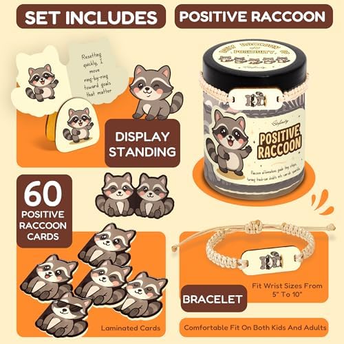 STOFINITY Positive Raccoon Jar, 60 Cards, Raccoon Gifts for Women - Image 2