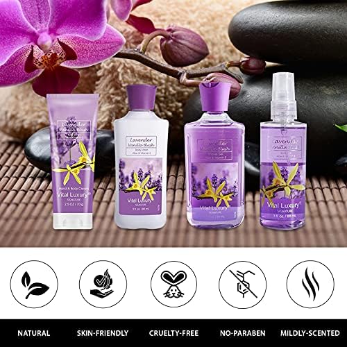 Lavender Vanilla Blush Bath & Body Kit, 3 Fl Oz, Ideal Skincare Gift Home Spa Set, Includes Body Lotion, Shower Gel, Body Cream, and Fragrance Mist,Birthday Mother's Day Gifts - Image 6