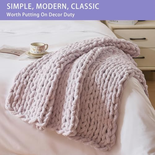 Bigacogo Chunky Knit Throw Blanket for Couch, 40x40 inches, Berry Haze - Image 3