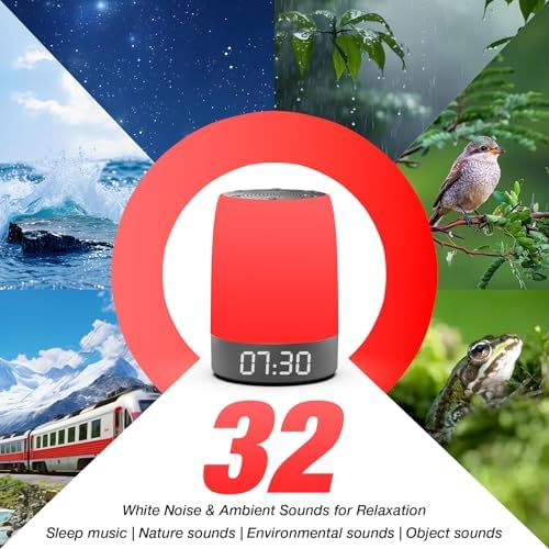 Red Light Therapy Lamp for Sleep, Bestkid 5-Level Night Light Red for Adult Kids, White Noise Sound Machine with APP Control Alarm Clock Timer for Bedroom, Stress Relief, Relaxation, 620-690nm - Image 6