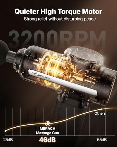 MERACH Massage Gun Deep Tissues Quiet Brushless Motor 6 Heads & 5 Speeds - Image 4