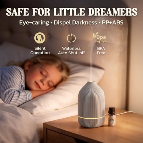 Essential Oil Diffuser, 2Pack, 100ml Aromatherapy Diffuser, Mini Ultrasonic Diffuser for Essential Oil, Home, Office, Cool Mist Humidifier with 7 Led Light, Auto Shut-Off, White & Black - Image 5
