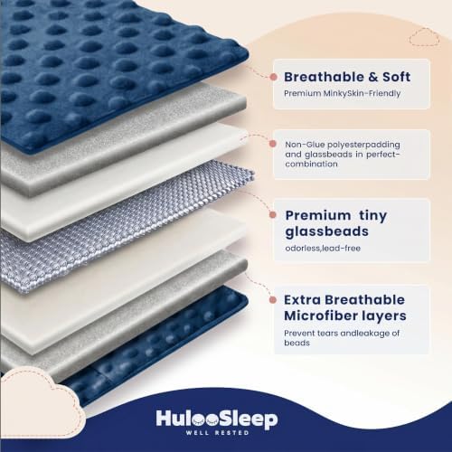 Huloo Sleep Weighted Blanket Twin 15lbs for Adult(48"×78",Navy Blue) Breathable Soft Minky Weighted Throw Blanket for All Season,Heavy Blanket with Premium Glass Beads - Image 4