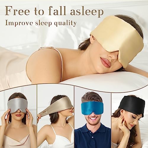 SECZIPE 100% Mulberry Silk Sleep Mask Eye Mask for Women Man with Adjustable Band, for Side Sleeper Blackout Sleep Mask for Travel Rest and Office (Gold) - Image 6