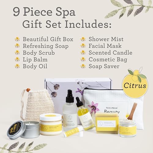 Lizush Luxury Spa Gifts for Women - 9 Piece Citrus Spa Gift Baskets for Women, Relaxation Birthday Gift Set, Handmade in the USA, Self Care Gift Sets For Wife, Mom, Co-Worker, Best Friend - Image 2