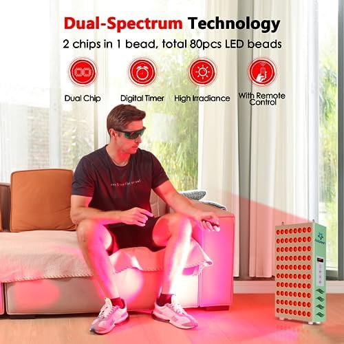 Astarexin Red Light Therapy for Body Face, Red Light 660nm & Infrared Light 850nm Red Light Therapy Panel Device Lamp for Skin Beauty & Anti-Aging with Controller - Image 2
