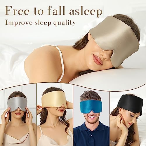 SECZIPE 100% Mulberry Silk Sleep Mask Eye Mask for Women Man with Adjustable Band, for Side Sleeper Blackout Sleep Mask for Travel Rest and Office Large Size (Taupe) - Image 6