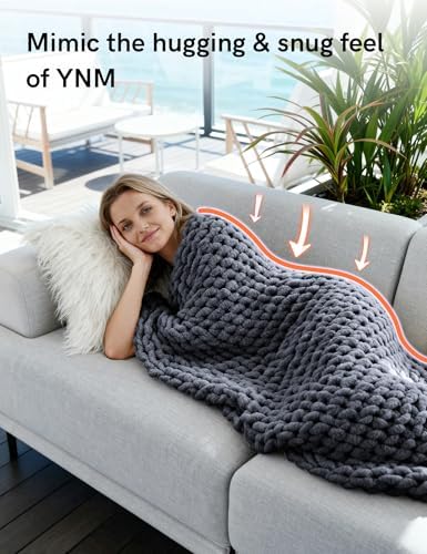YnM Chunky Throw Blanket, Medium-Weight, Hand Knitted with Chenille Yarn, Skin Friendly, Ventilated and Breathable, Machine Washable, Home Décor Piece for Couch, Sofa and Bed (Lava Grey, 80x87 Inch) - Image 4