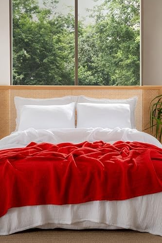 Muslin Blanket - Pure 100% Turkish Cotton Airy Soft Light Versatile Gauze Throw Blanket for Bed, Couch, Sofa (White, Queen XL Size (95" x 95" inch)) - Image 3