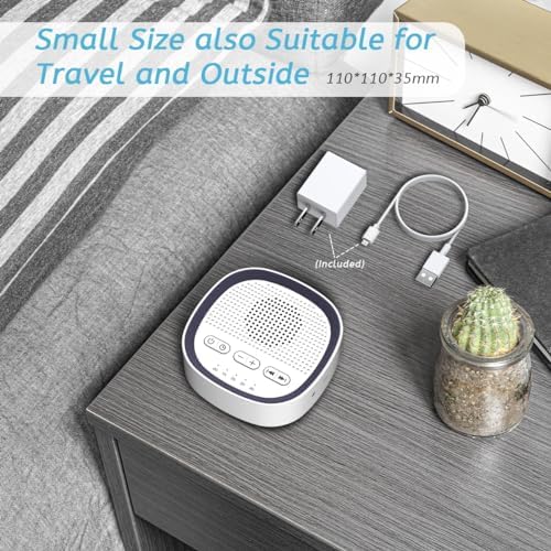 Sleep White Noise Sound Machines with 30 Soothing Sounds 3.5 mm Headphone Jack 5 Timer Settings 32 Precise Volume Memory Function Compact Design Ideal Gift - Image 5
