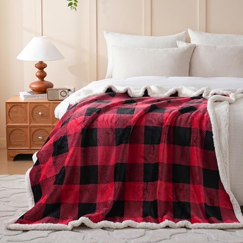 Gracelife Sherpa Fleece Throw Blanket for Couch, Fluffy Plush Warm Fuzzy Blanket for Women and Men, Cozy Thick Soft Twin Blanket for Bed (Red, 80"*90") - Image 7