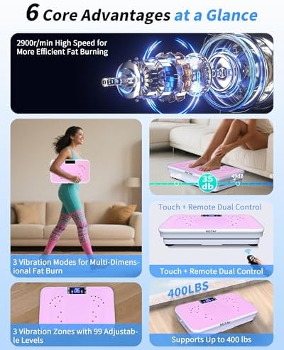 ROTAI Vibration Plate Exercise Machine for Lymphatic Drainage Massager & Weight Loss, 400 lbs Capacity Whole Body Vibrating Shake Plate Workout for Women and Men - Image 5