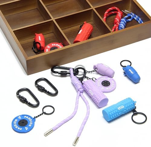 15PCS Fitness Yoga Keychain Set, Gym Accessories with Weight Plate Bottle Large Foam Roller Loops Clips for Keys Bags - Image 3