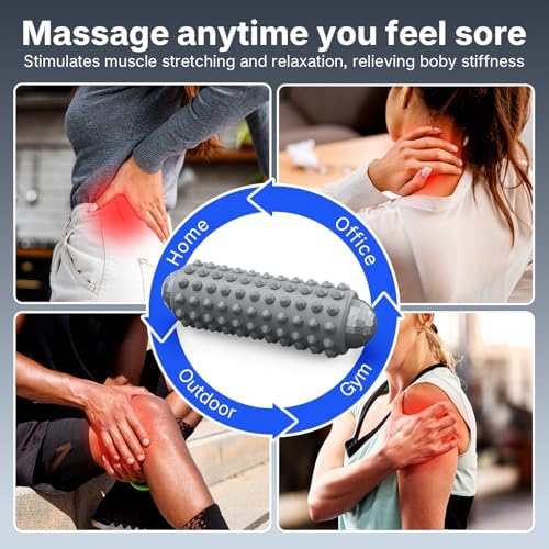 Mini Electric Massage Roller 4 Speeds Vibrating Massage Ball, 2-in-1 Portable Muscle Massager Gun & Roller for Muscle Relief, Detachable Heads, Rechargeable, For Fitness, Office, Travel (Gray) - Image 6