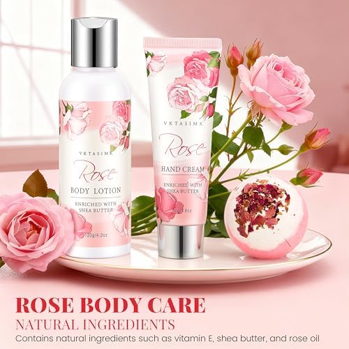 Gifts for Women Birthday Gift Baskets, Rose Relaxing Home Spa Set - Image 4