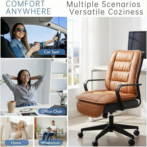 CORRIDOR Genuine Leather Seat Cushion for Car - Handmade - Relieve Hip, Pressure and Sciatica Pain - Ideal for Lower Back Pain - for Office Chair and Car Seat (Red Flag Brown, Cushion + Backrest) - Image 5