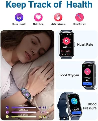 Amzhero Health Fitness Tracker with 24/7 Heart Rate, Blood Oxygen, Blood Pressure, Sleep Tracker, 5ATM Waterproof Activity Trackers with Step Tracker, Pedometer (S & L Bands Included) - Image 4