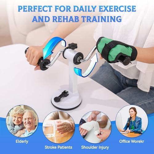 Arm Bike for Physical Therapy, Home Fitness Desk Bike for Seniors, Portable Rehabilitation Exerciser and Resistance Bands for Arm and Shoulder Workout with Adjustable Resistance, Powerful Sunction - Image 5
