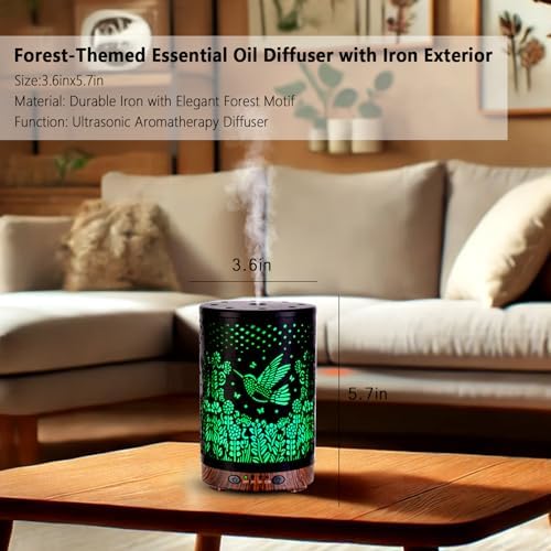 Essential Oil Diffuser 120ML Metal Aromatherapy Diffuser with Timer, Cool Mist Humidifier with Auto Shut-Off & 7 Color Lights for Home Office Spa (Bird) - Image 6