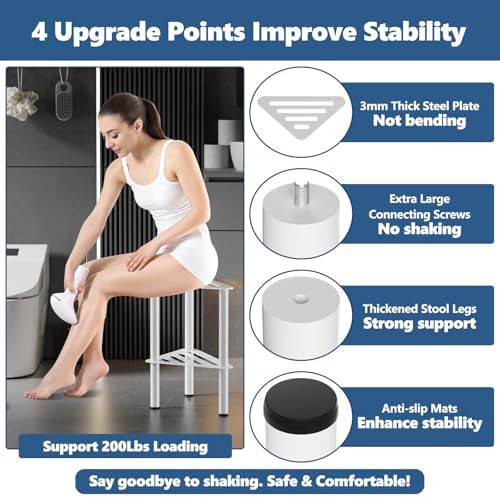 Corner Shower Foot Stool for Shaving Legs, Rust-Proof Non-Slip with Storage - Image 3