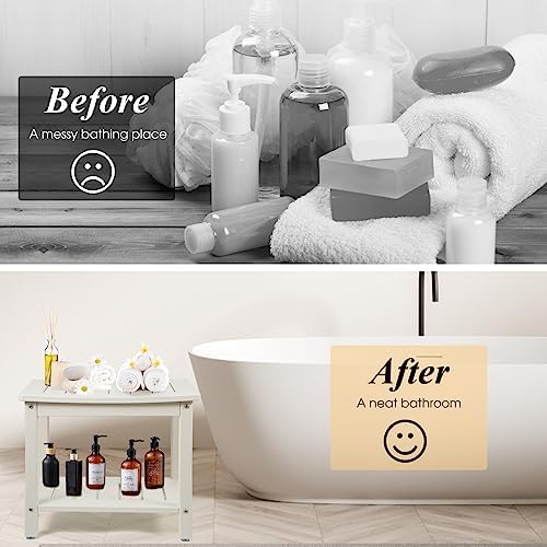 Apolimi HDPE Shower Bench, Shower Stool with Storage Shelf 2-Tier Spa Stool for Inside Shower,Water Resistant & Non-Slip Design Shower Seat (White L Size) - Image 6