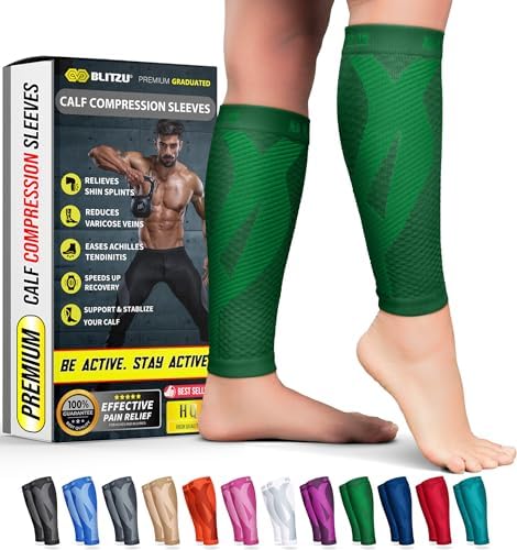 BLITZU Calf Compression Sleeves, Footless Compression Socks for Men & Women by BLITZU
